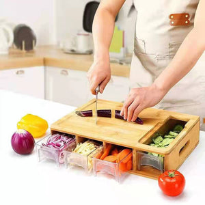 Bamboo Multifunctional Cutting Board With Storage Box
